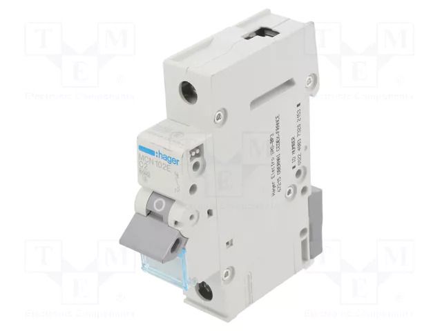 Circuit breaker; 230/400VAC; Inom: 2A; Poles: 1; Charact: C; 6kA HAGER MCN102E