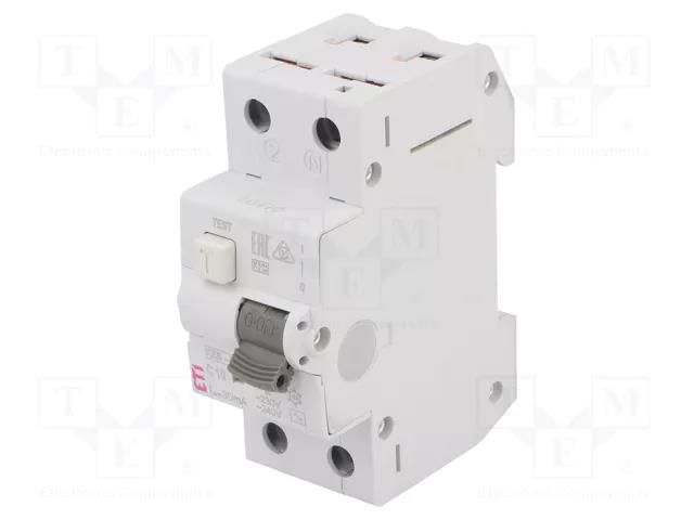 RCBO breaker; Inom: 10A; Ires: 30mA; Poles: 2; 230/400VAC; IP20; KZS ETI POLAM 002173122