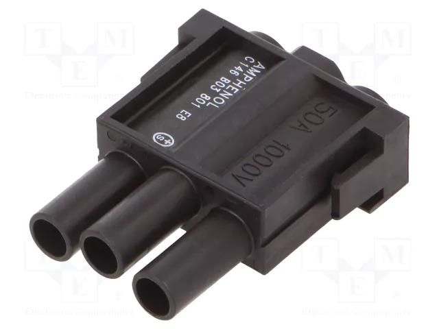 Connector: HDC; module; female; 1kV; PIN: 3; w/o contacts; 3.6mm AMPHENOL C146-B03801E8
