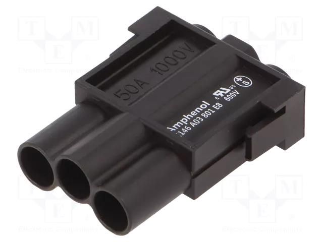 Connector: HDC; module; male; 1kV; PIN: 3; w/o contacts AMPHENOL C146-A03801E8