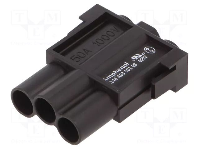 Connector: HDC; module; male; 1kV; PIN: 3; w/o contacts; 3.6mm AMPHENOL C146-A03801E8