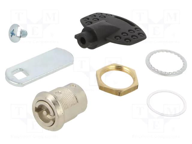 Lock; zinc alloy; 20mm; nickel; Actuator material: steel ELESA+GANTER CQ/A-M19X1-36-20