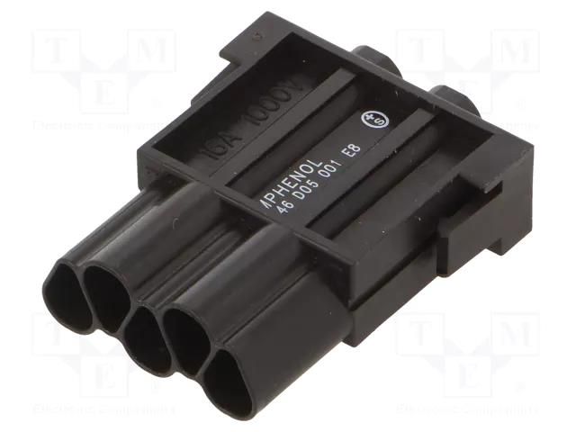 Connector: HDC; module; male; 1kV; PIN: 5; 4+PE; w/o contacts AMPHENOL C146-D05001E8