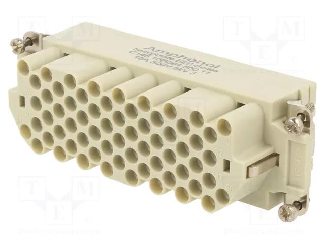 Connector: HDC; contact insert; female; 500V; PIN: 64; 64+PE AMPHENOL C146-10B06450011