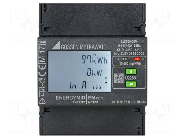 Counter; digital,mounting; for DIN rail mounting; LCD; 230V,400V GOSSEN METRAWATT U2289-V018