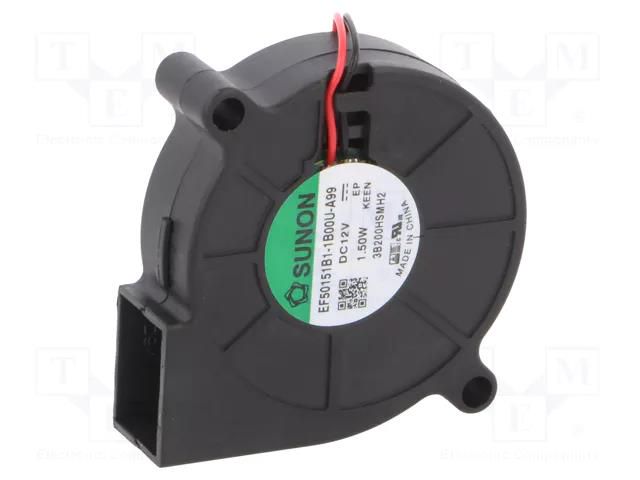 Fan: DC; blower; 12VDC; 51.6x51.7x15mm; 7.64m3/h; 41dBA; ball SUNON EF50151B1-A99-B