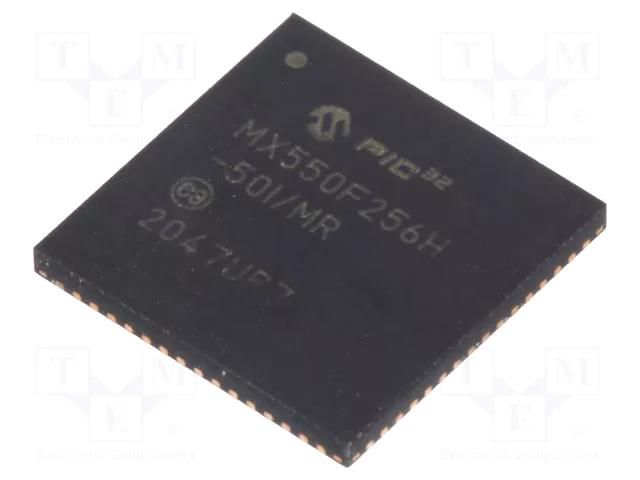 IC: PIC microcontroller; 256kB; 2.3÷3.6VDC; SMD; QFN64; PIC32; tube MICROCHIP TECHNOLOGY 32MX550F256H-50IMR