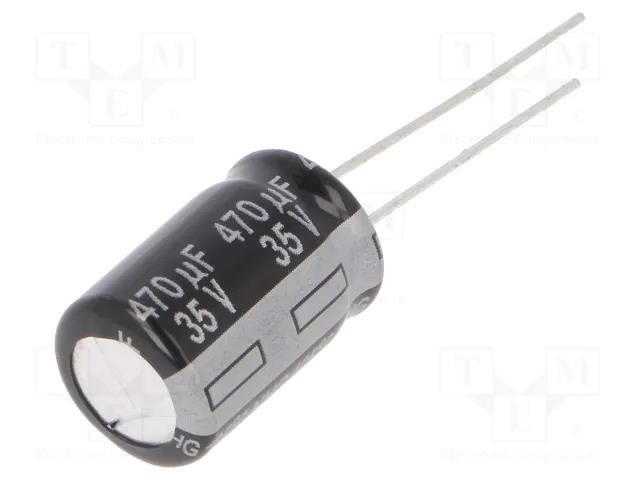 Capacitor: electrolytic; THT; 470uF; 35VDC; Ø10x16mm; Pitch: 5mm PANASONIC ECA1VHG471