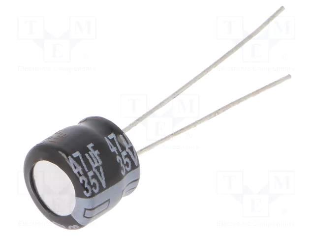 Capacitor: electrolytic; THT; 47uF; 35VDC; Ø8x7mm; Pitch: 2.5mm PANASONIC ECEA1VKA470