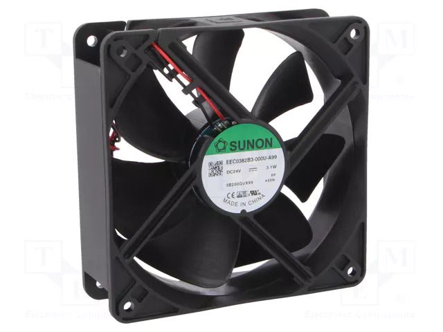 Fan: DC; axial; 24VDC; 120x120x38mm; 158m3/h; 37dBA; ball; 4.57mmH2O SUNON EEC0382B3-A99
