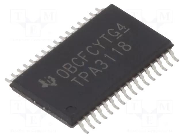 IC: audio amplifier; Pout: 60W; 4.5÷26VDC; Ch: 2; Amp.class: D; 8Ω TEXAS INSTRUMENTS TPA3118D2DAP