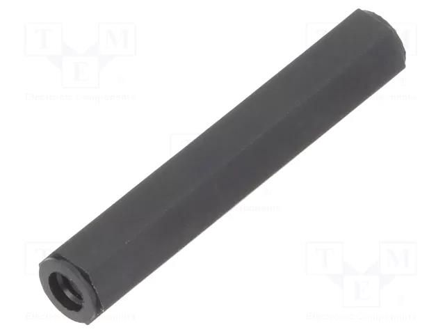 Screwed spacer sleeve; hexagonal; polyamide; M3; L: 11mm; black DREMEC TFF-M3X11/DR185