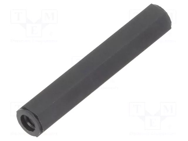 Screwed spacer sleeve; hexagonal; polyamide; M3; L: 11mm; black DREMEC TFF-M3X11/DR185