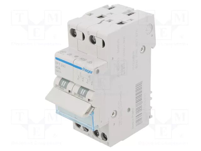 Module: toggle switch; Poles: 2; 230VAC; 40A; IP20; Stabl.pos: 3 HAGER SFT240