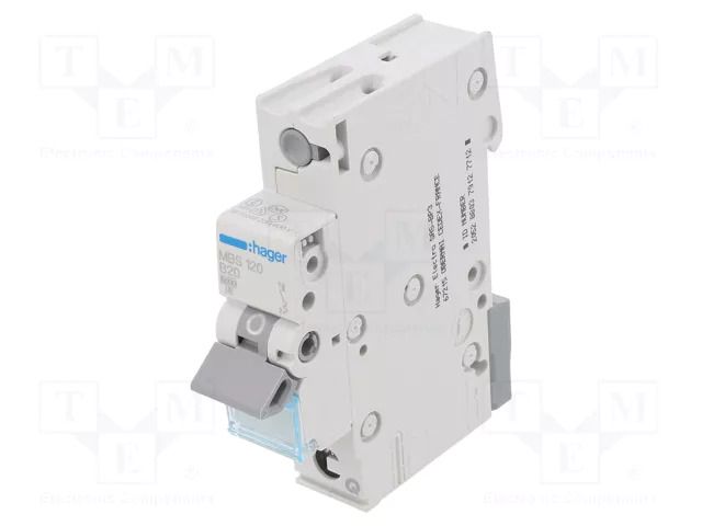 Circuit breaker; 230/400VAC; Inom: 20A; Poles: 1; Charact: B; 6kA HAGER MBS120