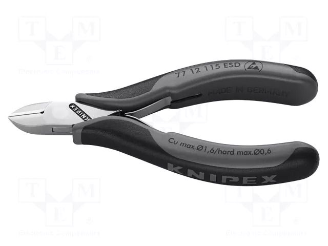 Pliers; side,cutting; ESD; two-component handle grips; 115mm KNIPEX KNP.7712115ESD
