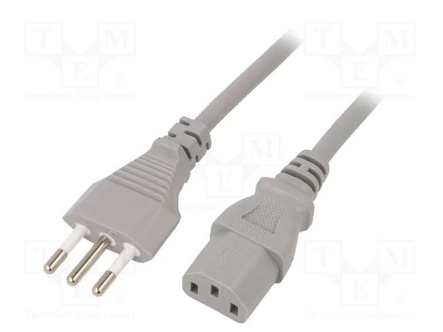 Cable; 3x1mm2; CEI 23-50 (L) plug,IEC C13 female; PVC; 1.8m; grey LIAN DUNG SN319-3/10/1.8GY