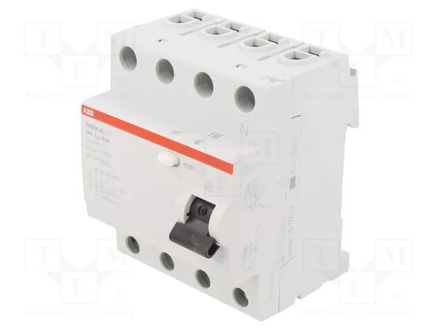 RCD breaker; Inom: 25A; Ires: 300mA; Max surge current: 250A; IP20 ABB FH204AC-25/0.3