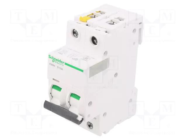 Circuit breaker; 400VAC; Inom: 10A; Poles: 2; Charact: D; 6kA; IP20 SCHNEIDER ELECTRIC A9F05210