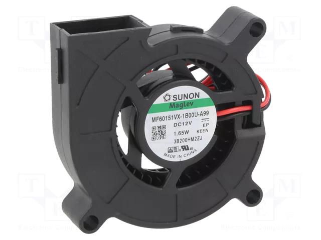 Fan: DC; blower; 12VDC; 60x60x15mm; 10.54m3/h; 37.7dBA; Vapo SUNON MF60151VX-A99-B