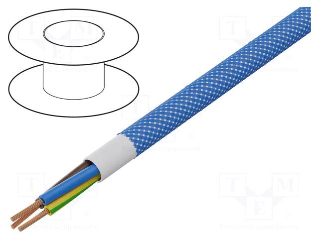 Wire; H03VV-F,OMY; 3G0.75mm2; round; stranded; Cu; PVC; textile ESPE OP-AC-3G0.75-BL