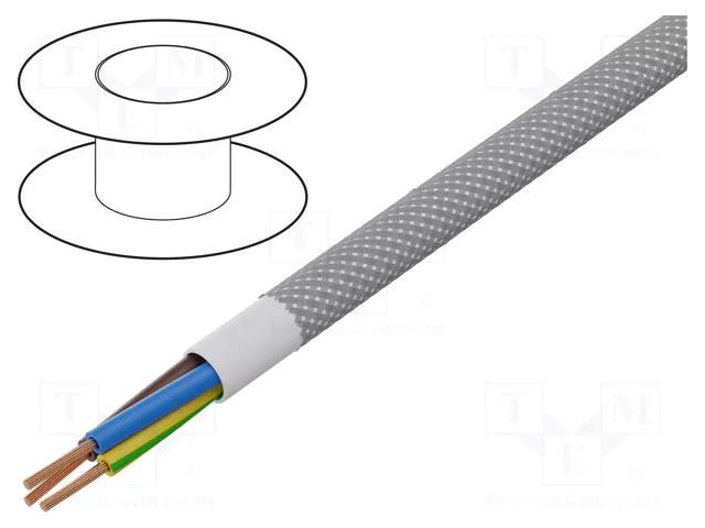 Wire; H03VV-F,OMY; 3G0.75mm2; round; stranded; Cu; PVC; textile ESPE OP-AC-3G0.75-GY