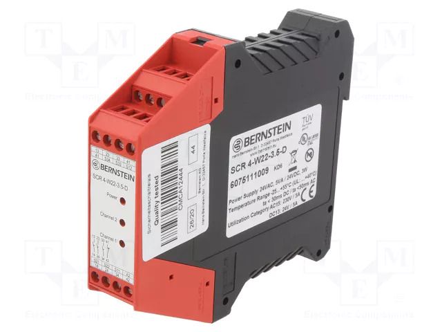 Module: safety relay; 24VAC; 24VDC; for DIN rail mounting; SCR ON BERNSTEIN AG 6075111009