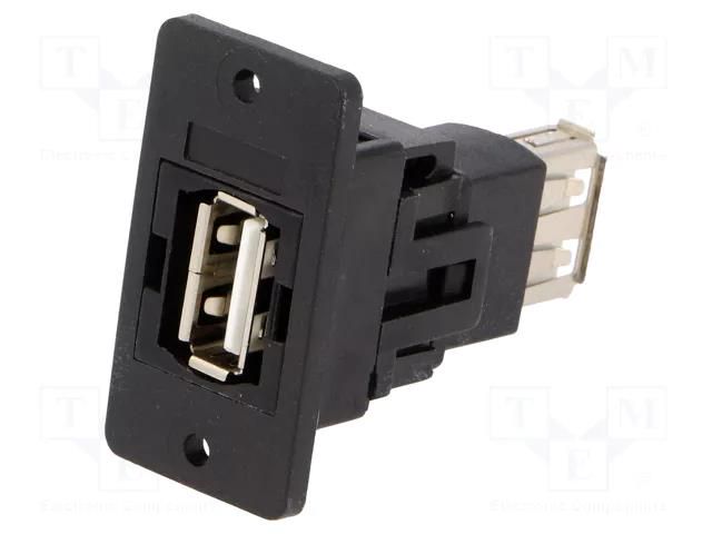 Coupler; USB A socket,both sides; Slim; USB 2.0; gold-plated CLIFF CP30608NX