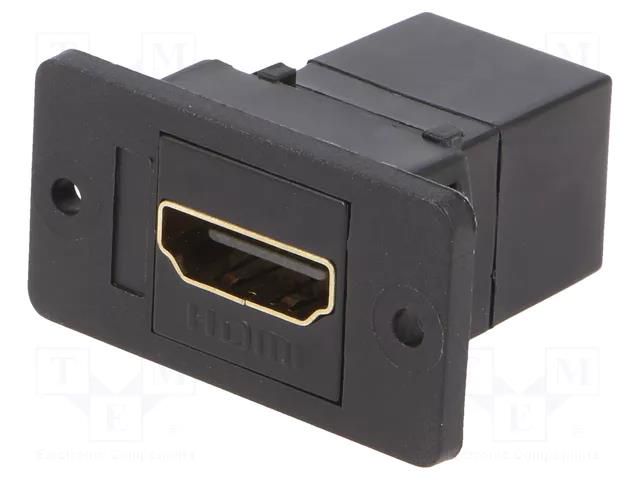 Coupler; HDMI socket,both sides; Slim; gold-plated; 29mm; plastic CLIFF CP30600GX