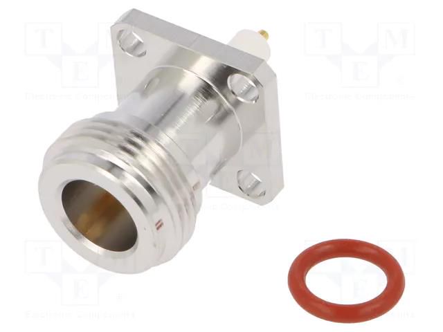 Connector: N; socket; female; straight; 50Ω; soldering; PTFE; brass AMPHENOL RF 172117