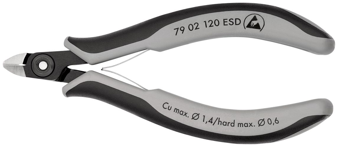 KNIPEX 79 02 120 ESD Precision Electronics Side Cutter ESD with multi-component handles burnished 120 mm 79 02 120 ESD 4003773061595