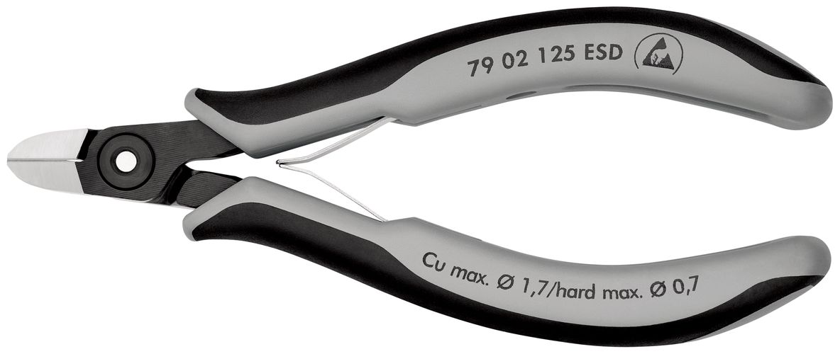 KNIPEX 79 02 125 ESD Precision Electronics Side Cutter ESD with multi-component handles burnished 125 mm 79 02 125 ESD