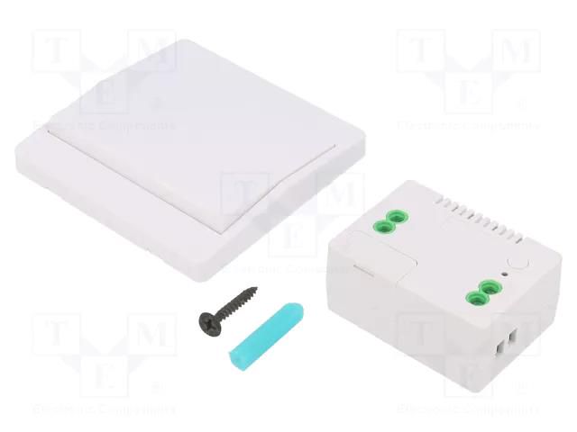 Wireless control set; wall mount,glued,screw; 230VAC; relay OPTOFLASH CTR-LUNA230-1SS1C