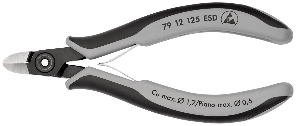 KNIPEX 79 12 125 ESD Precision Electronics Side Cutter ESD with multi-component handles burnished 125 mm 79 12 125 ESD 4003773071389