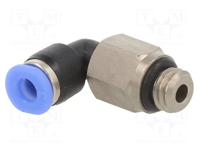 Push-in fitting; angled; -0.95÷10bar; Thread: M6; Thread: outside PNEUMAT PL-63