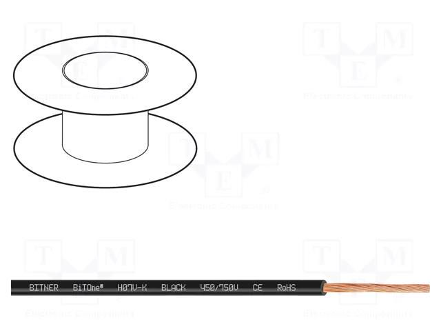 Wire; BiTOne,H07V-K; stranded; Cu; 16mm2; PVC; black; 450V,750V BITNER BITNER-IG2005.03