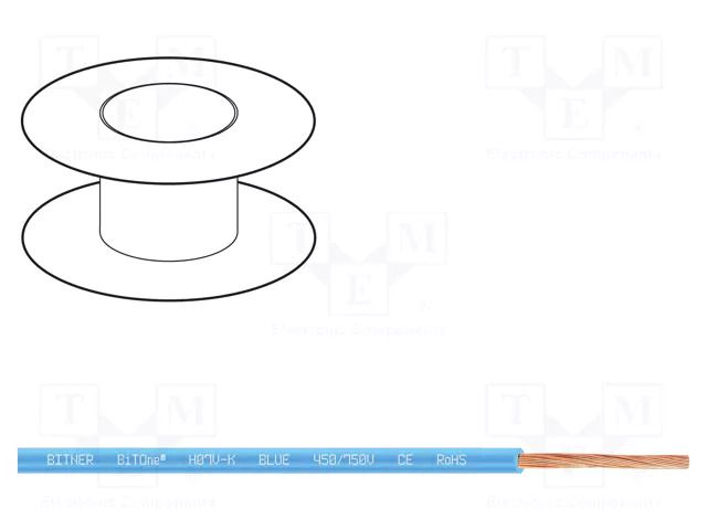 Wire; BiTOne,H07V-K; stranded; Cu; 16mm2; PVC; blue; 450V,750V; 100m BITNER BITNER-IG2005.06