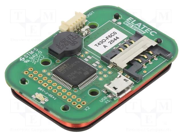 RFID reader; 4.3÷5.5V; antenna; Range: 100mm; 50x35x7mm; 120mA ELATEC T43O-F6C0