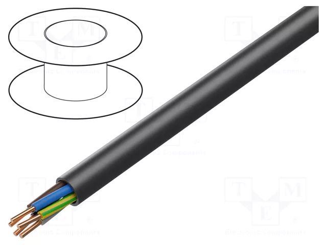 Wire; YKY; 5G10mm2; round; wire; Cu; PVC; black; 600V,1kV; 100m  YKY5X10