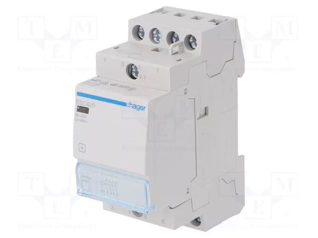 Contactor: 4-pole installation; 25A; 230VAC; NO x4; ESC; -10÷50°C HAGER ESC425