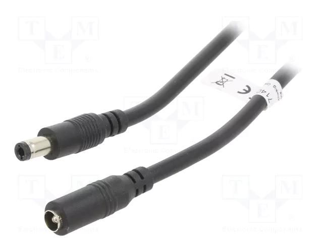 Cable; DC 5,5/2,5 plug,DC 5,5/2,5 socket; black; 3m; Shape: round Goobay GOOBAY-71401