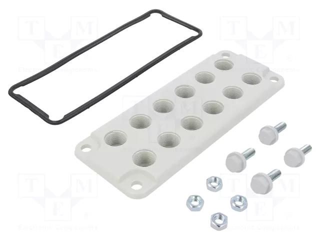 Multigate grommet; polycarbonate; grey; Holes no: 12; IP65 FIBOX MB10891SET