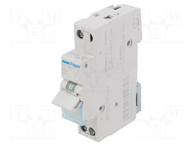 Module: toggle switch; Poles: 1; 230VAC; 25A; IP20; Stabl.pos: 3 HAGER SFT125