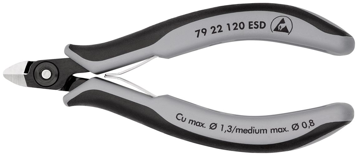 KNIPEX 79 22 120 ESD Precision Electronics Side Cutter ESD with multi-component handles burnished 120 mm 79 22 120 ESD 4003773061618