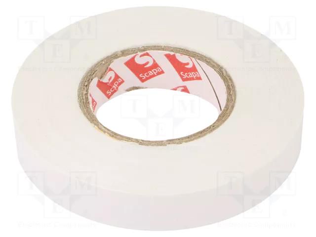 Tape: electrical insulating; W: 12mm; L: 25m; Thk: 0.13mm; white SCAPA SCAPA-2702A-12/25W