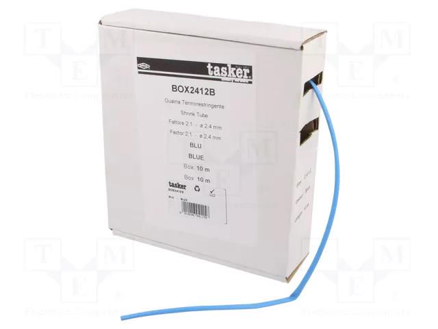 Heat shrink sleeve; glueless; 2: 1; 2.4mm; L: 10m; blue; polyolefine TASKER BOX2412B