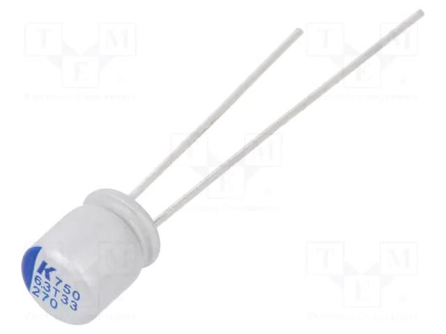Capacitor: polymer; low ESR; 270uF; 6.3VDC; THT; ESR: 20mΩ; A750 KEMET A750BG277M0JAAE020