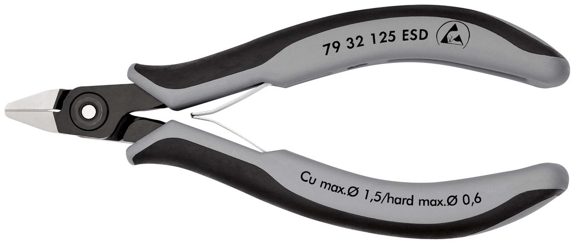 KNIPEX 79 32 125 ESD Precision Electronics Side Cutter ESD with multi-component handles burnished 125 mm 79 32 125 ESD 4003773061557