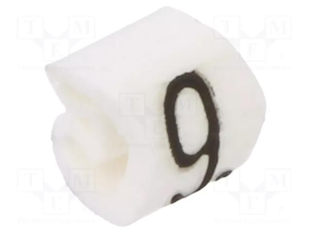 Markers; Marking: 9; 1.3÷3mm; PVC; white; -30÷80°C; leaded; CLI C WEIDMÜLLER WM-0252111530