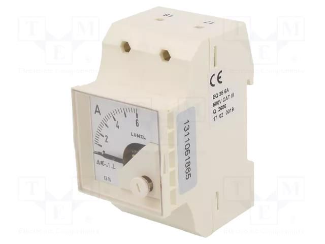 Ammeter; for DIN rail mounting; I AC: 0÷6A; True RMS; Class: 1.5 LUMEL EB16N-E20600000A0